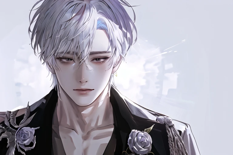 anime boy with white hair and black jacket looking at the camera, boy with white hair, detailed portrait of anime girl, from the front line of boy, semirealistic anime style, amazing anime face portrait, beautiful anime portrait, perfect white haired boy , fine details. girl front line, realistic anime art style, made with anime painter studio, portrait anime boy, anime realism style, white haired