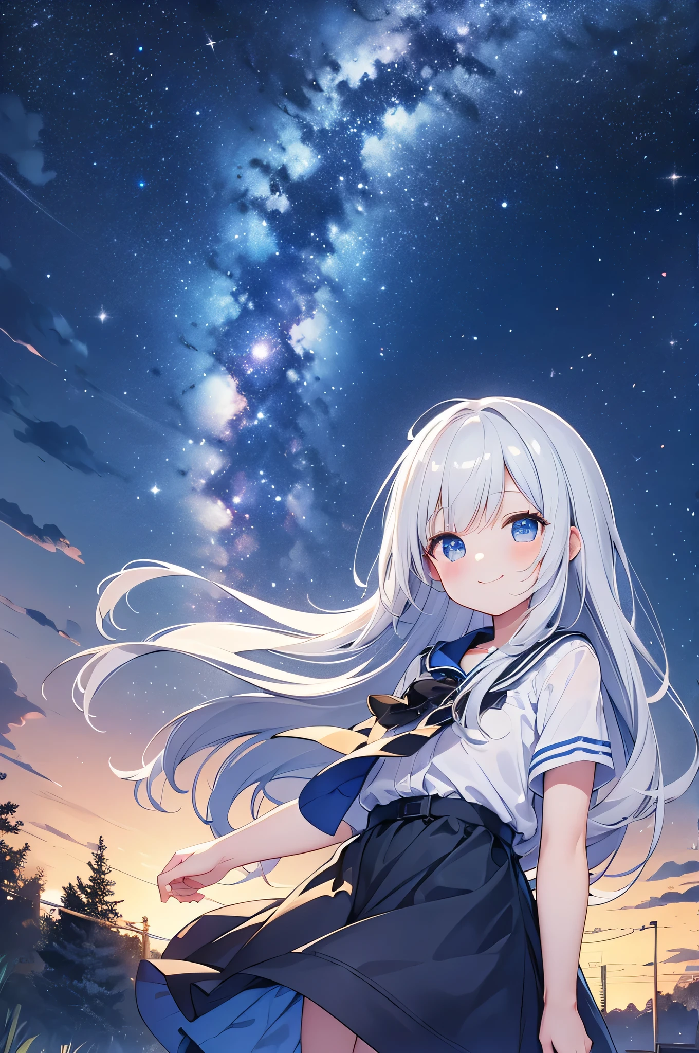 Night Sky, smile, Milky Way, Looking up at the sky,