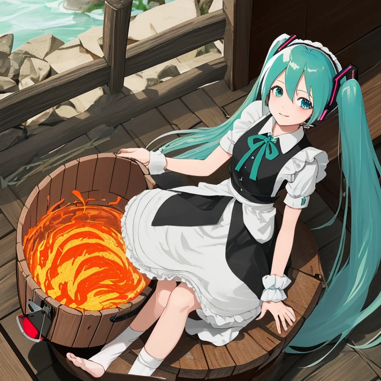 nsfw, nude, naked、 , Hatsune Miku ,、twin tails ,,. 17 years old　, cooking,　big breasts、 flooding、Abandoned amusement park、fire、heavy snowfall、frozen、 file, crying、whole body
