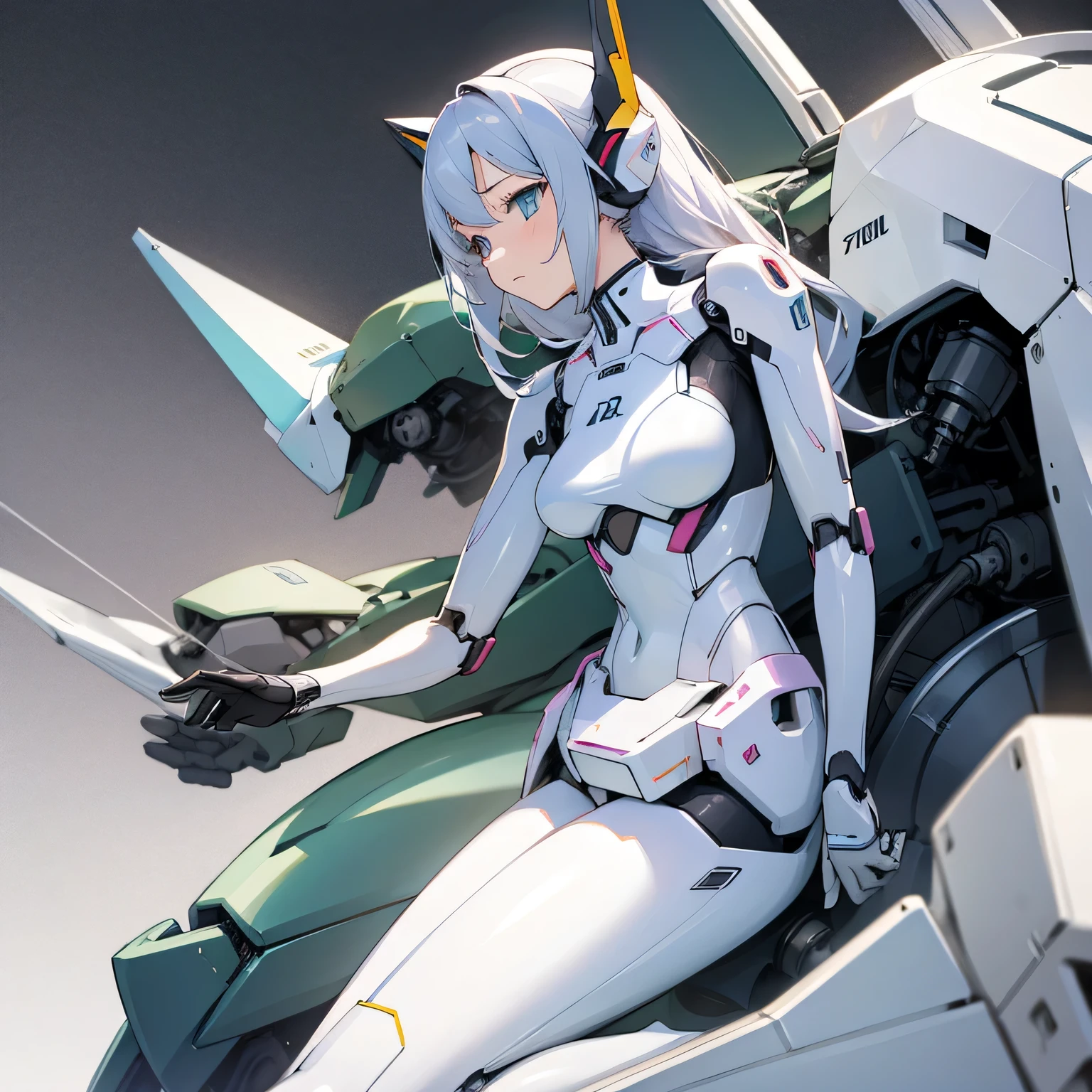 girl、pastel colour、Rider Suit、White horse robot、mechanical