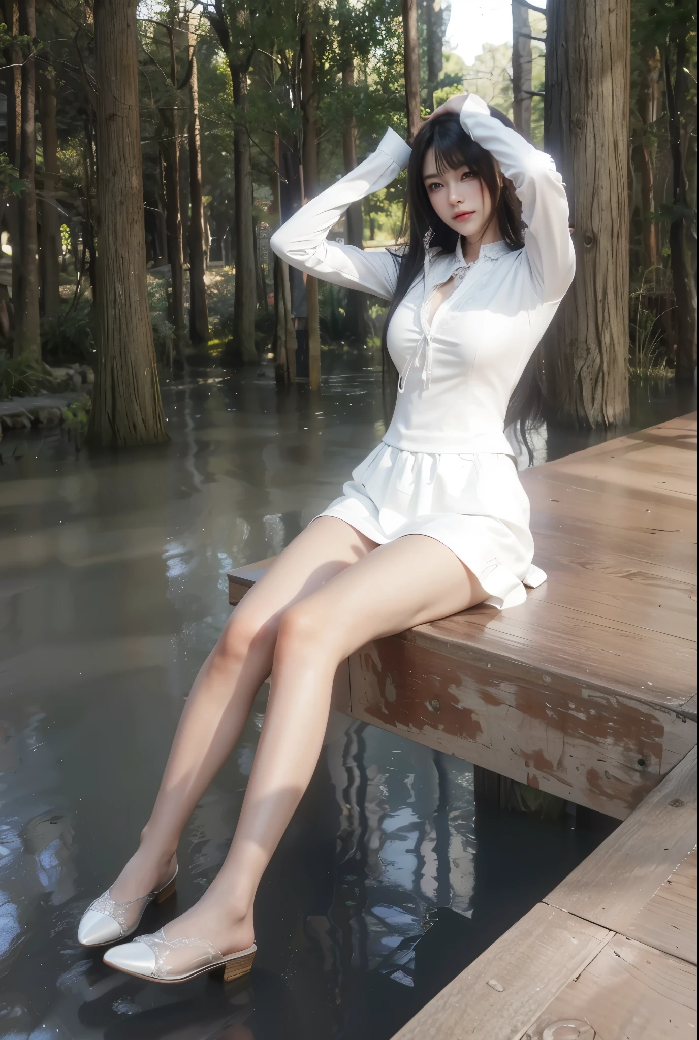 Game Art，CG Animation，Best image quality，Maximum resolution，8K picture quality，(A half-length photo)，(portrait)，(Head close-up)，(Rule of Thirds)，Unreal Engine 5 rendering works，20 year old girl，((Queen))，The eyes are very detailed，(Large Breasts)，Elegant and noble，Movie Lighting，Ray Tracing，Game CG，((3D Unreal Engine))，OC rendering reflection mode，4K，Ultra-clear，Translucent lace，Fair and plump figure，Pretty Face，Glossy gel coat，身着华贵礼服的Queen，Full breasts，Gorgeous clothes，little cherry mouth，Wear white high-heeled boots