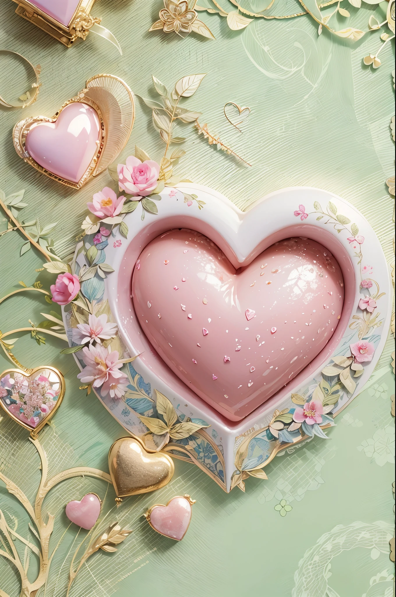 Pictures that convey love、Cute pink heart、masterpiece, 1 Description, top-quality, 超A high resolution, OriginalPhotographs, Movie Lighting, (hight resolution), (8K), (ighly detailed), (The best illustrations), (ultra-detailliert), (wall-paper)