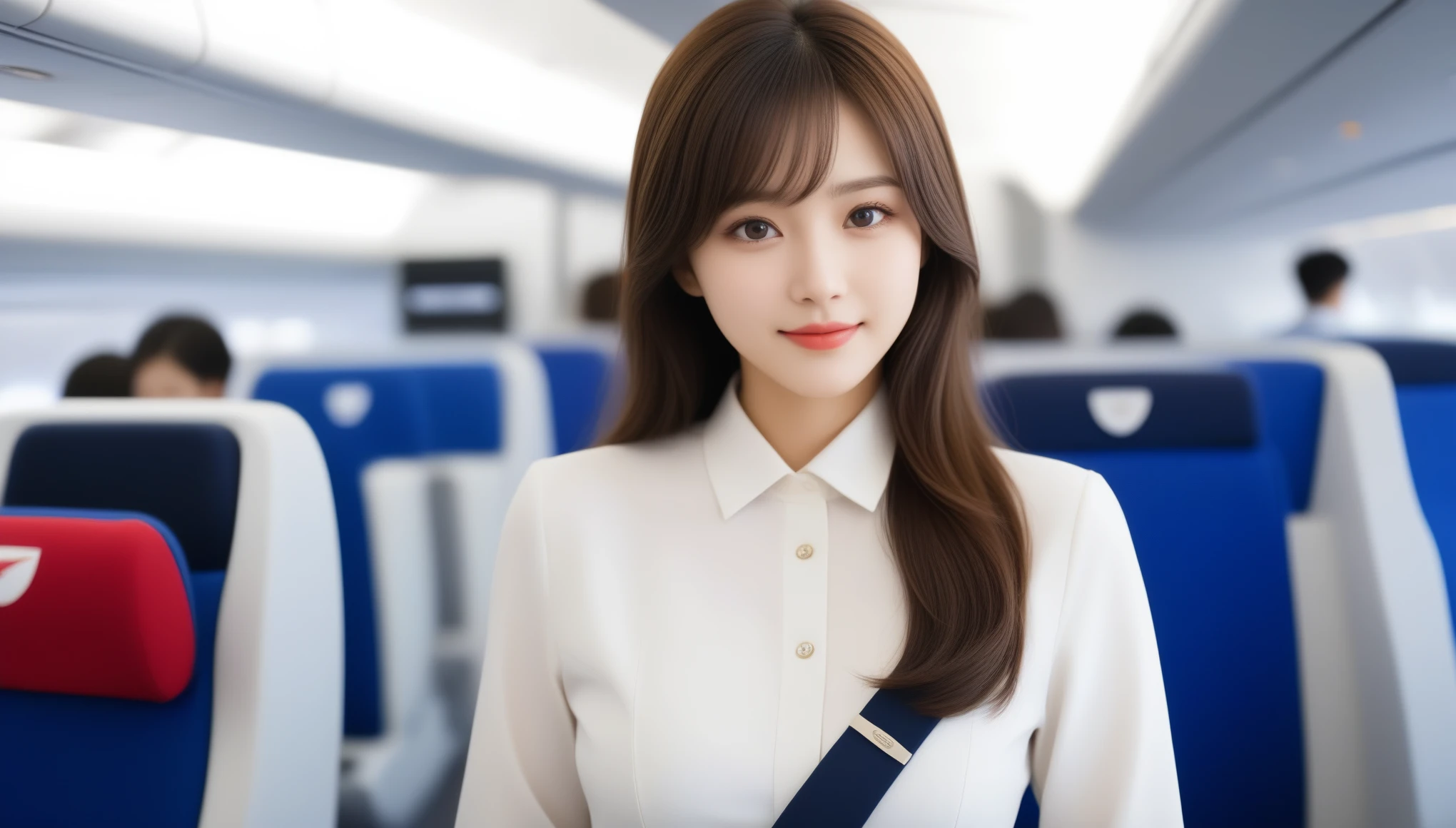 8K, 超High resolution, highest quality, masterpiece, 超Realisticな, photograph, 1 girl, (:1.3), pretty girl, Cute face, Beautiful eyes in every detail,masterpiece,(Tabletop:1.3), High resolution, 超detailedな, 非常にdetailedな CG Unity 8K 壁紙, Realistic, Photorealistic, RAWphotograph, 美しくdetailedな顔, Pale skin, Realistic skin, detailedな布の質感, detailedな髪の質感, Perfect Proportions, Beautiful Face, Accurate, Anatomically correct, 非常にdetailedな顔と肌の質感, Natural neck length, (Beautiful Hands), (Fair skin:1.2), Thin legs, Thin legs, Sexy thighs, break, Fine grain, Symmetrical eyes, Light brown eyes, double eyelid, Thin eyebrows, (Glossy Lips:1.4), (Cute smile:1.2), break, (上品でpretty girl:1.3), (Wearing the elegant flight attendant uniform of Japan Airlines:1.2), (Close button:1.1), (Medium large breasts), (Slim figure), (Beautiful curves), (Dark brown hair, Wavy Hair), ((short hair, Asymmetrical bangs:1.2)), (Upper Body Shot:1.2), (View your viewers:1.2), (From the side), break, ((Stand on the jet bridge with a business card in front of your waist:1.1)), (Okinawa Naha Airport:1.2),、Look at the audience、beauty,Long neck、Smile a little、Please close your mouth and laugh、(((Ideal body proportions))),A cup small breasts :2,、Portraiture:2、Perfect Anatomy、Vivid details、detailed、超Realisticな、Light and shadow,Strong light,Fashion magazine cover,Thin lips