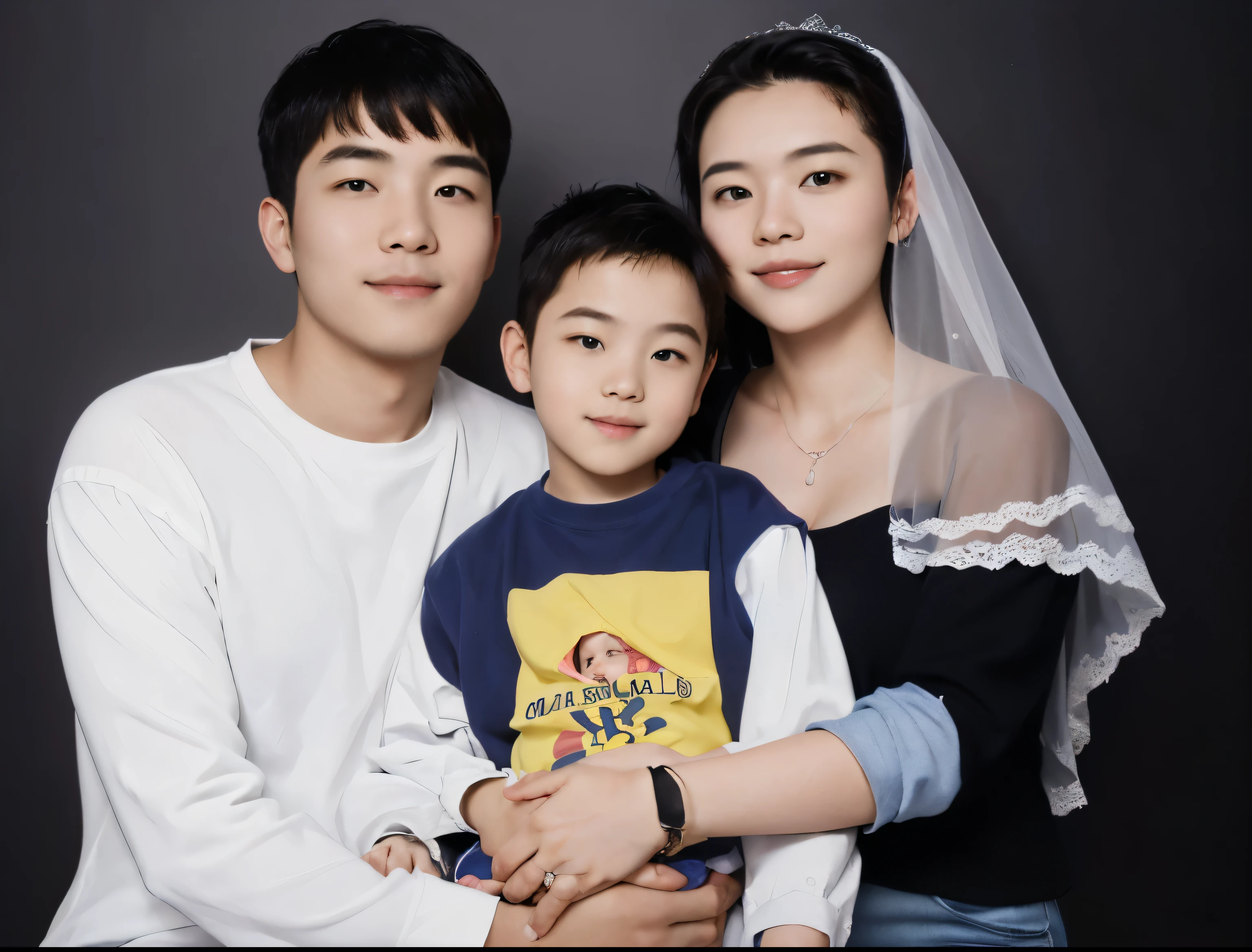 there is a man and woman holding a  and a baby, husband wife and son, portrait of family of three, happy family, children, family, with a kid, colored photo, family portrait, portrait image, #oc, # oc, family photo, picture, a picture, oc, photo taken with canon 5d, taken with sony alpha 9