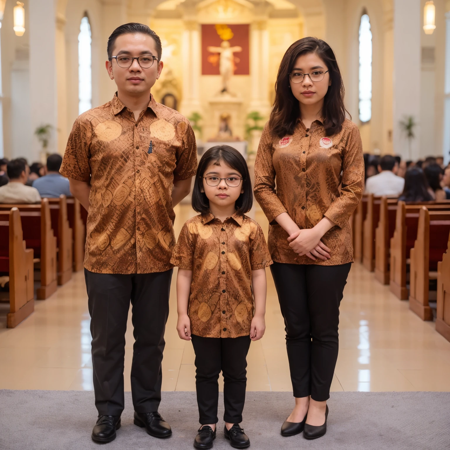 karikatur 4D realistis nyata, foto pasangan wajah Indonesia,laki laki dewasa Indonesia, berumur 35 tahun, memakai kacamata bening,wajah bersih, wajah bulat,rambut botak buzzcut,memakai Jersey sepakbola AC Milan, sepatu sepak bola, kaos kaki merah hitam, seorang perempuan dewasa, umur 30, badan kurus, rambut hitam panjang lurus, memakai Jersey sepakbola AC Milan, pose sedang berdiri di atas rumput memegang bola,menghadap ke arah depan,berlatar belakang merah.