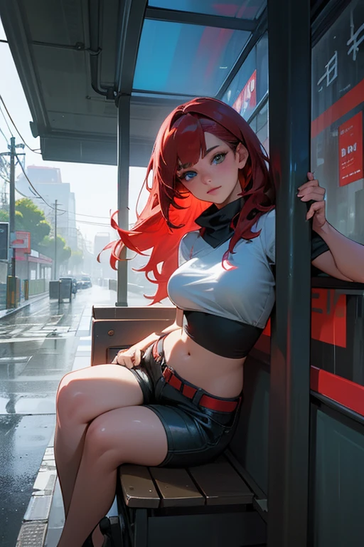 (best quality,4k,8k,highres,masterpiece:1.2),ultra-detailed,(realistic,photorealistic,photo-realistic:1.37),portraits,)
A girl with vibrant red hair and mesmerizing blue eyes is sitting alone at a bus stop under pouring rain. Her eyes are beautifully detailed, captivating anyone who meets her gaze. She has a great cup size and a big butt, giving her a confident and alluring presence.
Wearing a short white t-shirt that slightly exposes her toned midriff, she pairs it with short black shorts, accentuating her long and slender legs. Her vibrant red hair cascades down her shoulders, adding a touch of rebelliousness to her appearance.
Despite the rain, the girl maintains a composed posture, showing her resilience and inner strength. The bus stop provides a backdrop of shelter and solitude, creating a sense of mystery and anticipation.
The overall image exudes a professional, high-quality finish, with a focus on ultra-detailed features and realistic rendering. The artistic style enhances the girl's portrait, highlighting her natural beauty and individuality.
The color palette leans towards cool shades, emphasizing the rain-filled atmosphere. The lighting enhances the girl's features, casting soft shadows and reflections on her face and clothing.
This prompt promises to deliver a masterpiece, showcasing the girl's unique charm and capturing the subtle nuances of the rainy scene.