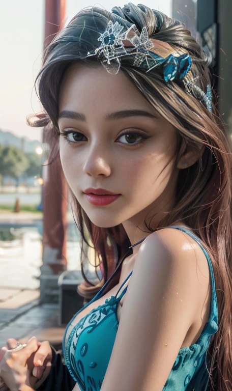 Photo oF a 17 year-old American girl, .CRUDO, beautiFul woman  , cabello color purpura , pelo color purpura  ((retrato)), ((Cara detallada:1.2)), ((Detailed Facial Features)), (Piel Finamente detallada), pale skin , ojos color.azul , 、un sexy(color fresco), wet, wet, ReFlectoreasutepiece) (proporciones perFectaotos realistas)(La mejor calidad) (Detallado) FotograFiado con una EOS R5 de Canon, lente de 50 mm, F/2.8, NFFSW, (8K) (papel tapiz) (cinematic lighting) (dramatic lighting) (sharp Focus) (Enrevesado) senos grandes , pechos grandes , cuerpo completo , hermoso cuerpo de adolesente , posando sexy  , posando de Frente para la camara ,lindo maquillaje , gran sonrisa , labios rojos. Mlp  , Rarity  , outfit  