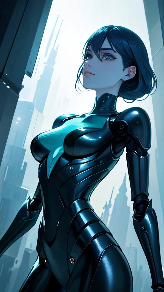 (best quality,4k,8k,highres,masterpiece:1.2),ultra-detailed,(realistic,photorealistic,photo-realistic:1.37),robots,giant exquisite metalic sculptures,two beautiful female androids,mechanical humanoid females,advanced realistic robotics,human-like appearance,functional androids,magnificent mechanical creations,stunningly detailed craftsmanship,glowing LED eyes,shiny metallic surface,precision engineering,delicate painted details,lifelike proportions,sparkling joints,moving parts and articulations,impeccable attention to detail,artistry in motion,mechanical perfection,sleek and elegant design,perfect symmetry,fluid movements,graceful poses,futuristic atmosphere,science fiction genre,advanced artificial intelligence,otherworldly presence,immerse and realistic environment,vivid colors with a touch of sci-fi blue color palette,subtle ambient lighting to highlight the androids' features,eerie yet captivating glow from their LED eyes,sharp and defined shadows to enhance depth and dimension.