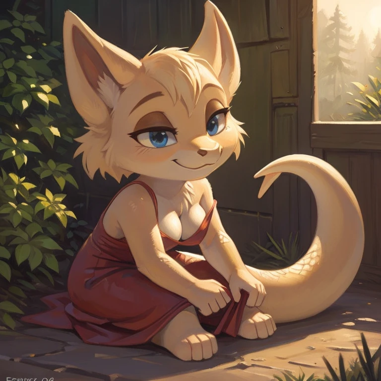 uploaded on e621, (by Kenket:0.4),(by Arthur Lismer:0.6), (by pixelsketcher:0.8), BREAK, anthro female (dragon:1.3) wearing a long red dress perfect breasts, sitting in a garden, background in the style of studio ghibli, happy, cinematic lighting, scalie, (detailed big blue eyes:1.2),(detailed skin, detailed scale texture:1.2), first person view, BREAK, (cute, round face, chibi:1.2), ivory horns, from side, professional photoshoot, detailed background, undressing, partially clothed, sexy, (realistic image:1.2), (photograph:1.3),photorealistic, hyperrealistic, sharp focus, perfect lighting, studio lighting, pink, kneeling, (half-closed eyes, alluring face:1.2),