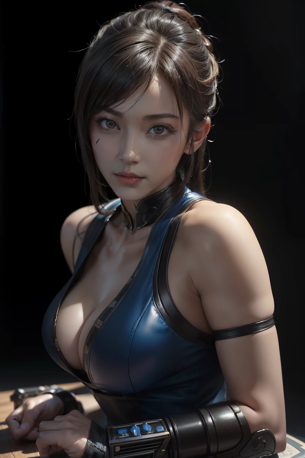 ((masterpiece)),((best quality)),((high detail)),((realistic,)) ((ultra detailed)) Light Shadow Cyberpunk Theme event horizon movie, A beautiful The character Chun-Li from the game Street Fighter is fascinating, with battle marks all over his body, movie effects Cinematic light and shadow, Random Post
