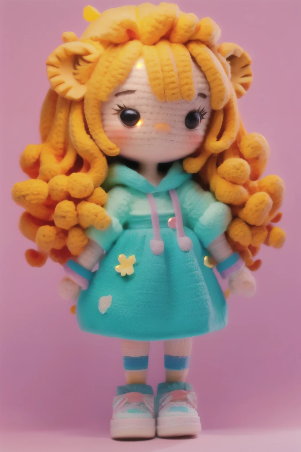 A dreamlike collaboration between a cute lion and a 、Girls in vibrant colors