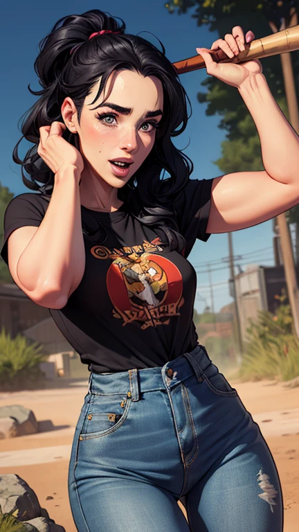 Com um dragão Ennifer Connelly, very long to the waist and half curly with bangs, seios pequenos, olhos grandes com um brilho apaixonado, olhos verdes mel, Um lindo sorriso, vestindo uma camiseta preta longa com um terno feminino verde e jeans, em uma pose séria e doce de comic style, alta qualidade Jennifer Connelly personagem mulher estilo Jennifer Connelly com marcas de guerras Imagem de desenho animado de uma mulher .Ilustra??o estilo desenho animado, estilo de arte dos desenhos animados, estilo de arte dos desenhos animados, digital illustration style, estilo atompunk projeto de pessoaagens altamente detalhado, arte digital detalhada coragem, Forest fan art, Design de personagens de retrato, beautiful digital illustration, retrato de alta qualidade, Arte em quadrinhos, mulher jovem cabelo com transas lindas . Queen Anna by Jennifer Connelly lined eyes Medium large bust and wonderful sexy clothes. image expression of sexual desire from waist to head illustration Queen Anne of Arendelle atompunk style Fallout 4 style pose playboy magazine sensual witch Character cartoon style facial expression happy beautiful smile and six medium small portrait mode waist up with lots of gold around her other stones portrait precious mode waist up queen of the south Jennifer Connelly GTA scenery dominatrix gold coins chest with jewelry with her boyfriend, um homem com barba preta, armado com um estilo militar, Jennifer Connelly Turnaround sheet Creates multiple images in different poses of the same GTA Style character, tela de carregamento GTA, Arte GTA, Portrait of Harley Quinn in dynamic pose, in O estilo de The Walking Dead , (((baseball bat in hand))), ((crazy facial expression)), garota louca, rindo, noite, altamente detalhado, rosto detalhado, epic, High definition shooting, retrato digital, Lindo, art station, comic style, ((corpo quente, garota gostosa, sensual, sensual)), quadrinho, O estilo de The Walking Dead. ((um fundo de 