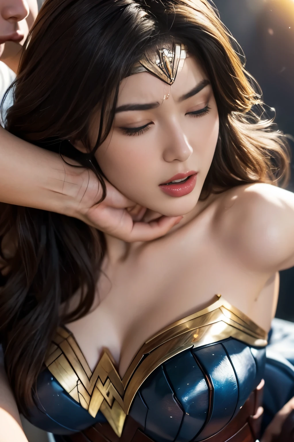 私はWonder Womanです、完璧なWonder Womanの衣装,On all fours,A man mounts me、Hug from the front,お姫様Hugged,Hugged,Being strangled,You can hold it,Leaning on the man,Hugged,Can be lifted,Men lick my face with their tongues,The guys lick my head with their tongues,Men lick my hair with their tongues,My body is licked by men,sleeping face,Close ~ eyes,Open your mouth,Tired face,Face of Suffering,sleeping face,Being slapped in the face,Getting punched in the face,Fighting with men,Fight with the men,Surrounded by men,,Caught between the men,Being held back by men,Entanglement with males, Attacked by men,Brown Hair, masterpiece、beautiful girl、fine 目、puffy eyes、highest quality, 超High resolution, (reality: 1.4), Cinema Lighting,so beautiful、Beautiful Skin、(超reality的な)、(High resolution)、(8k)、(Very detailed)、(beautiful and fine 目)、(Very detailed)、 Detailed face、Diagonal bangle hair、Brown Hair、20-year-old、Wonder Womanのコスプレ,Wonder Woman
