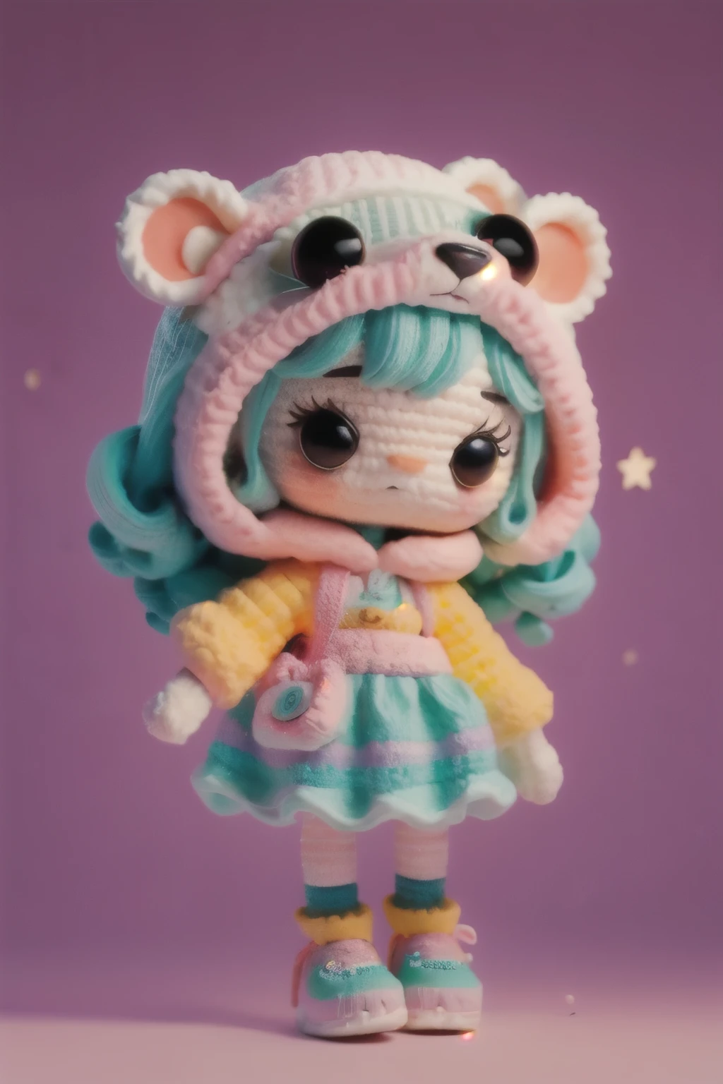 A dreamlike collaboration between a cute raccoon and a 、Girls in vibrant colors