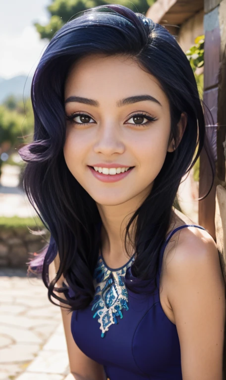 Photo oF a 17 year-old American girl, .CRUDO, beautiFul woman  , cabello color purpura , pelo color purpura  ((retrato)), ((Cara detallada:1.2)), ((Detailed Facial Features)), (Piel Finamente detallada) , ojos color.azul , 、un sexy(color fresco), wet, wet, ReFlectoreasutepiece) (proporciones perFectaotos realistas)(La mejor calidad) (Detallado) FotograFiado con una EOS R5 de Canon, lente de 50 mm, F/2.8, NFFSW, (8K) (papel tapiz) (cinematic lighting) (dramatic lighting) (sharp Focus) (Enrevesado) senos grandes , pechos grandes , cuerpo completo , hermoso cuerpo de adolesente  ,lindo maquillaje , gran sonrisa , labios rojos. Mlp  , Rarity  , vestido elegante , vestido escotado , escote  , tiene tatuaje de diamantes en la pierna , foto dinamica , foto caminando , parque , noche , sonrisa , felicidad