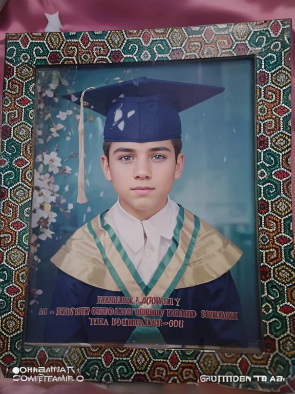 Hyperrealistic photograpy,very handsome boy aged 10 years,wearing graduation attire