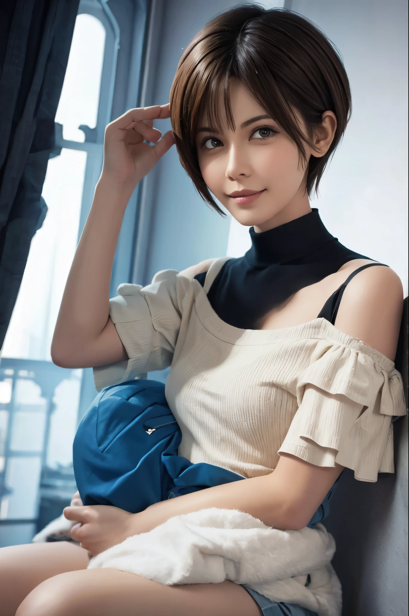 Pixie cut smile