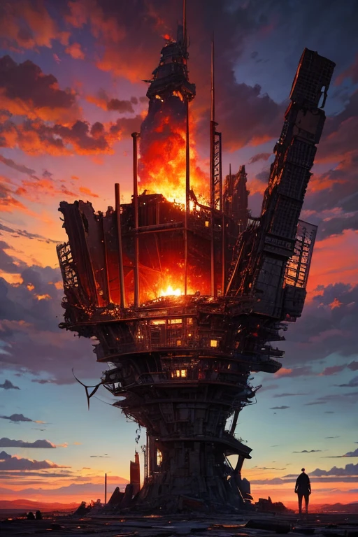 highest quality、Desolate Earth、wreckage、Red Sky、Surrealism