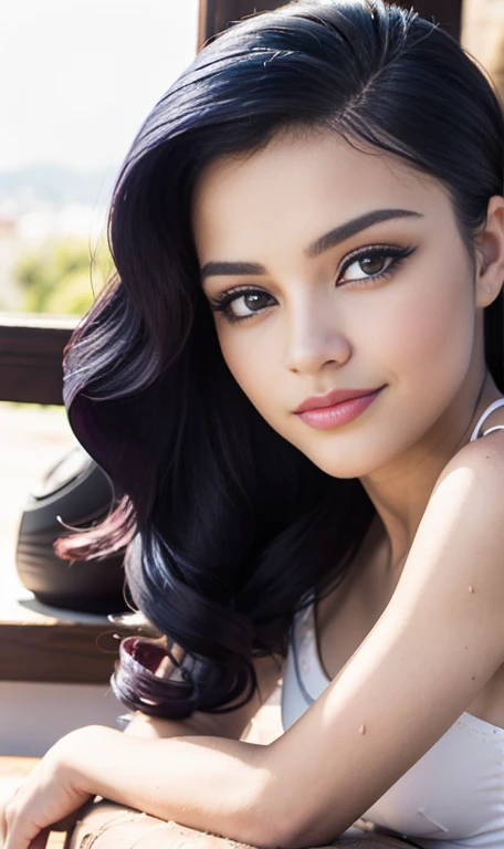 Photo oF a 17 year-old American girl, .CRUDO, beautiFul woman  , cabello color purpura , pelo color purpura  ((retrato)), ((Cara detallada:1.2)), ((Detailed Facial Features)), (Piel Finamente detallada) , ojos color.azul , 、un sexy(color fresco), wet, wet, ReFlectoreasutepiece) (proporciones perFectaotos realistas)(La mejor calidad) (Detallado) FotograFiado con una EOS R5 de Canon, lente de 50 mm, F/2.8, NFFSW, (8K) (papel tapiz) (cinematic lighting) (dramatic lighting) (sharp Focus) (Enrevesado) senos grandes , pechos grandes , cuerpo completo , hermoso cuerpo de adolesente  ,lindo maquillaje , gran sonrisa , labios rojos. Mlp  , Rarity  , ropa interior sexy , pijama sexy , tiene tatuaje de diamantes en la pierna , foto dinamica , foto recostada en la cama , posando recostada , pose atrevida , dentro de casa , noche , sonrisa , felicidad