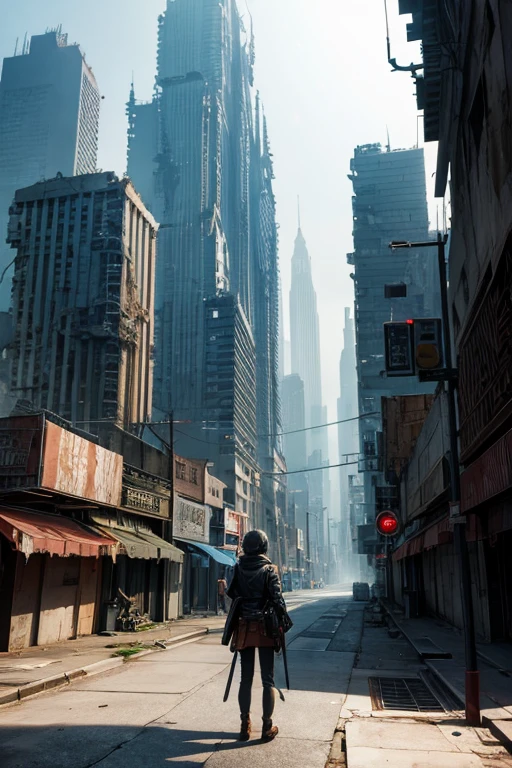 highest quality、A ruined futuristic city、dim、Surrealism