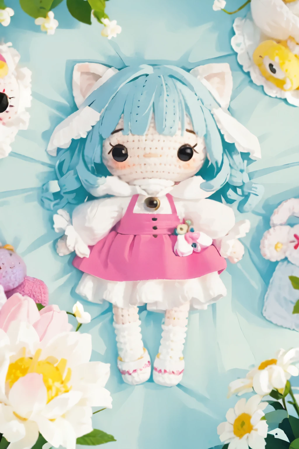 A dreamlike collaboration between a cute raccoon and a 、Girls in vibrant colors