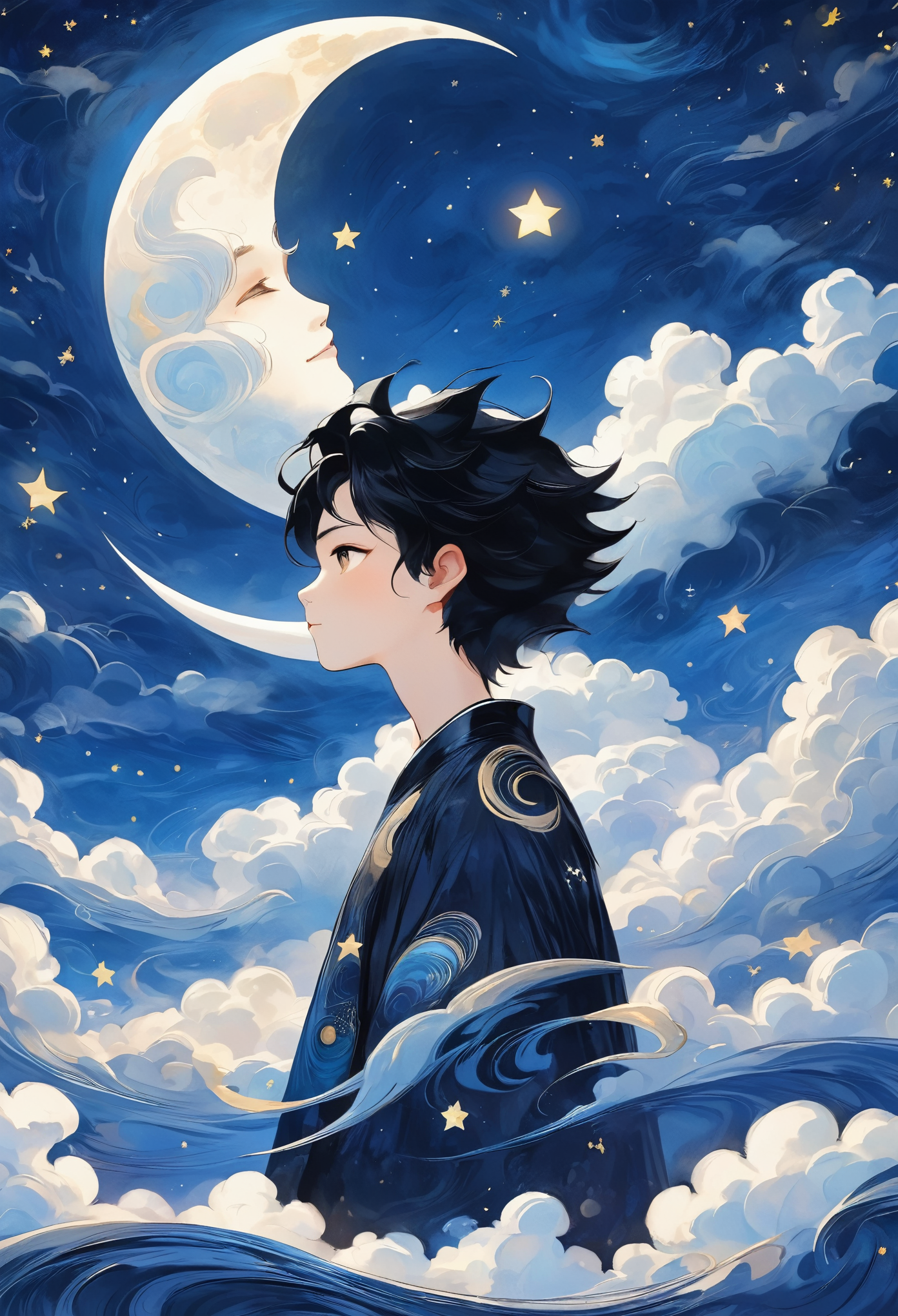 插画 云中龙与少年 v1.0