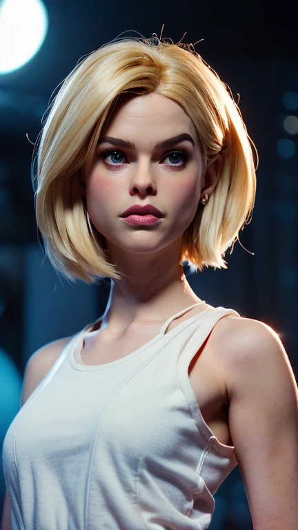 photo of Alice Eve, RAW, beautiful woman, ((portrait)), ((detailed face:1.2)), ((detailed facial feature, detailed skin, clear skin), (perfect proportioned body), Beautiful cute face), (beautiful female lips), Charming, ((sexy facial expression)), Body glare, ((detailed beautiful female eyes)), (juicy female lips), (beautiful female hands), ((perfect female figure)), (short bob cut hair), (wearing blackface jeans, white tanktop), (high detailed alien planet), (lense flairs:1.5), (realistic photo, best quality, detailed), (8k wallpaper), (cinematic lighting, dramatic lighting) (sharp focus, intricate)