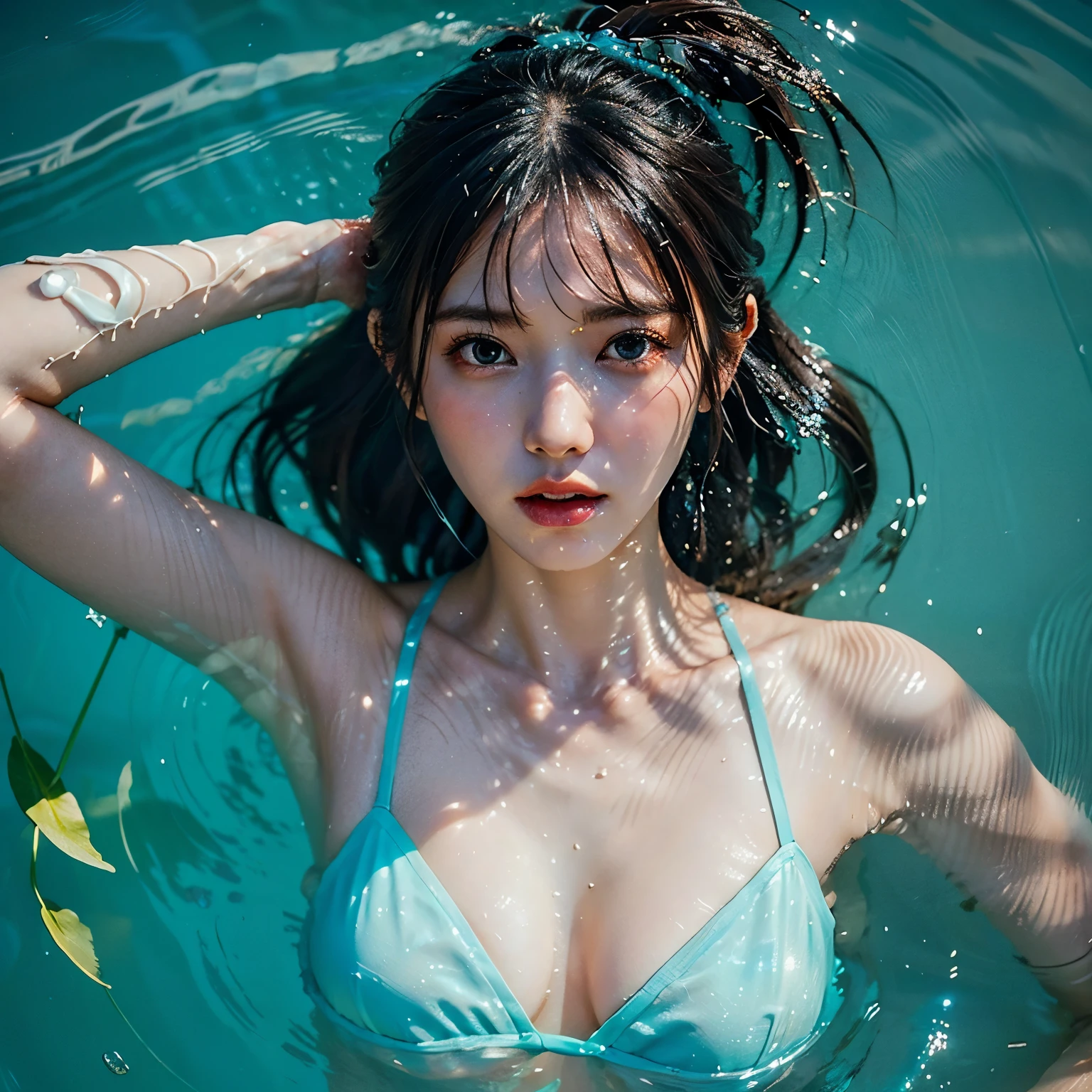 best qualtiy，tmasterpiece，Ultra-high resolution，（Reality：1.4），RAW photogr，cold light，A woman in a transparent dress under the water，Full body photo，wallpaper anime blue water，Guviz-style artwork，closeup fantasy with water magic，by Yang J，Guviz，a beautiful artwork illustration，Water Nymphs，beautiful digital artworks，beautiful digital illustration，Li Song，a beautiful anime portrait，Art style in Beauvot