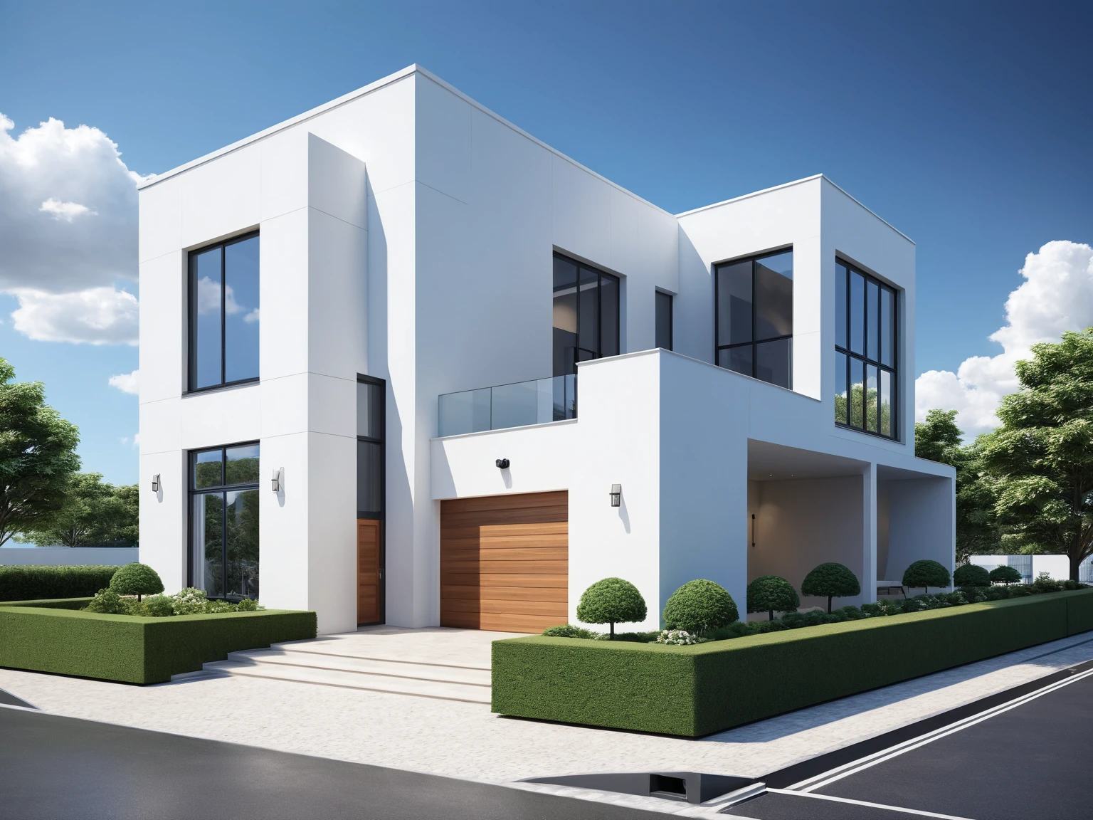 Architectural style Architectural style, ((Classic Style House)),(masterpiece) , ((best quality)), dramatic lighting, high quality outdoors, sky, day, cloud, tree, blue sky, building, scenery, road, real world location, sunlight, enough detail, high resolution,super realistic, Photorealistic, highly detailed, balcony, plants, door, car, truck, parking slot, paving, . Clean lines, architectural drawing, highly detailed , . Clean lines, geometric shapes, minimalist, modern, architectural drawing, highly detailed