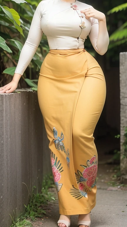Burmese girl with attractive curvy full body. Friends full-length bikini, (green dress) reflective long dress painted with flower patterns, only dress. hi gh hips High resolution High resolution natural background High resolution HD 3D, 8K cartoon anime