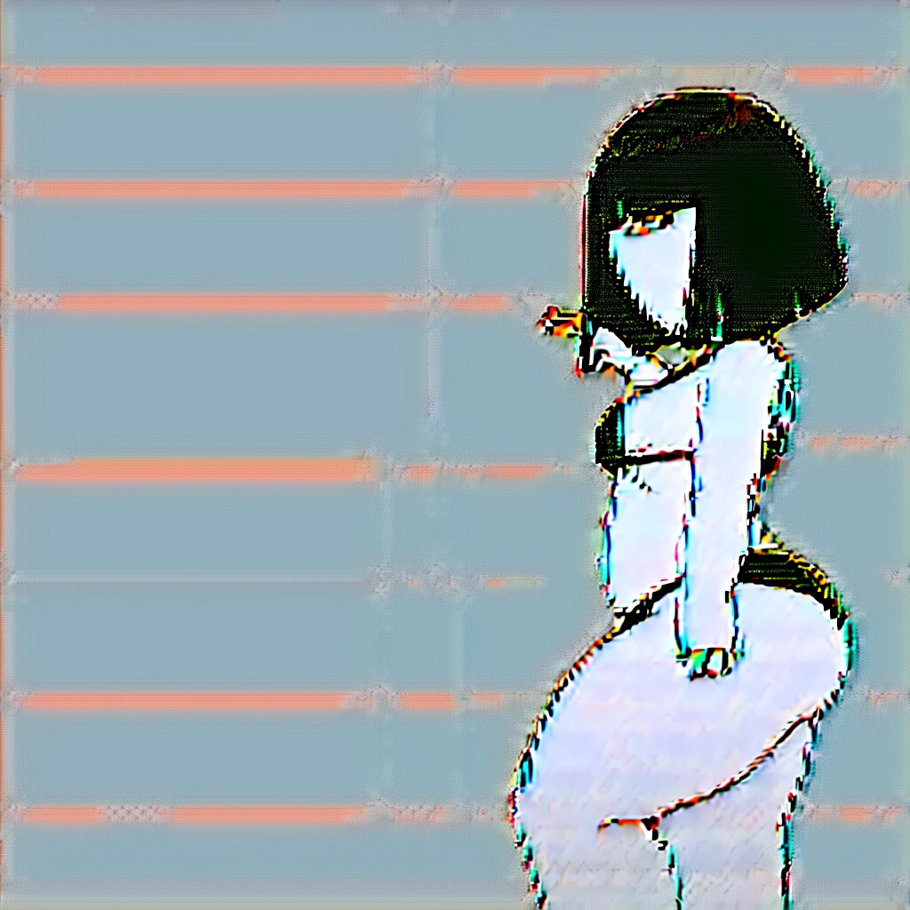 hanako-san, black hair, black eyes, no nose, (((bigbust))), black bikini, HANAKO-SAN, BLACK HAIR, BLACK EYES, NO NOSE,