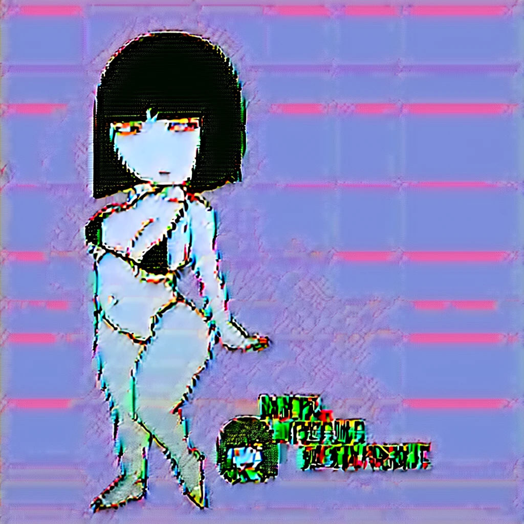 hanako-san, black hair, black eyes, no nose, (((bigbust))), black bikini, HANAKO-SAN, BLACK HAIR, BLACK EYES, NO NOSE,