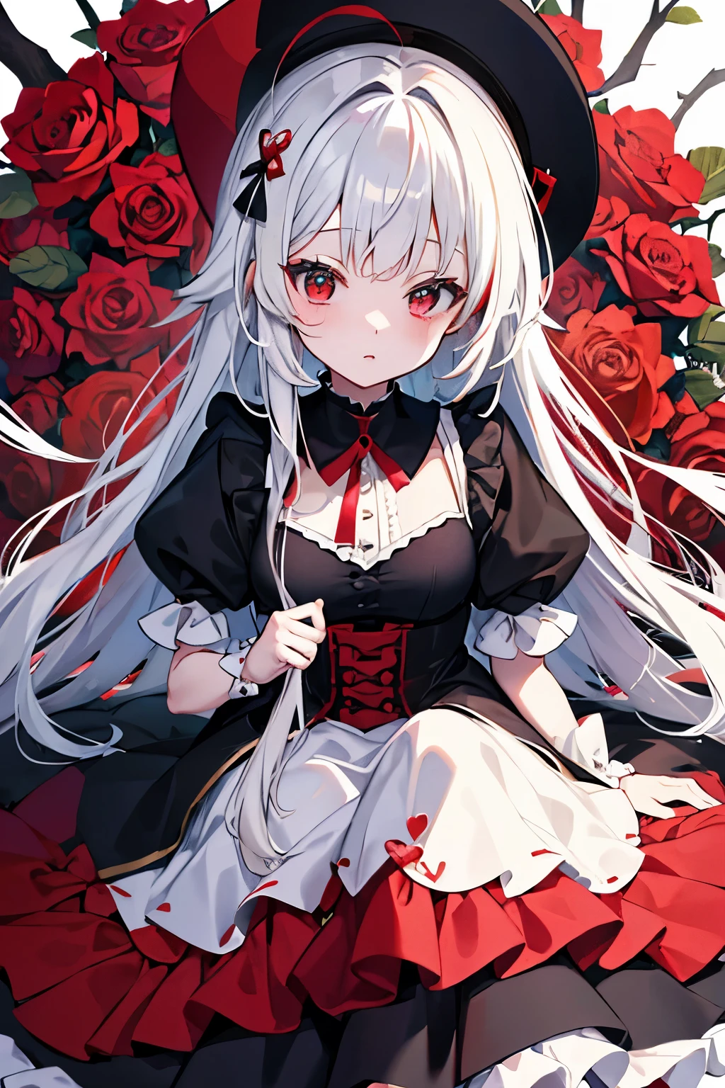 girl、Wonderland!Trump、Color Palette(black、red、white)、Princess