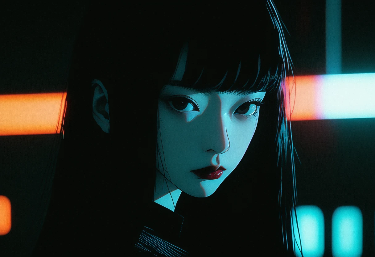 realistic, Analog style, vhs style, 8mm film, chromatic aberration, Dvd screengrab, 80s movie, cinematic lighting, Yumi tsu, Live portrait photography, Contemporary photography, in the style of gothic dark intensity, snapshot aesthetic, light black, chinapunk, slender, karencore, high details, realsitic shadow, in motion, film still