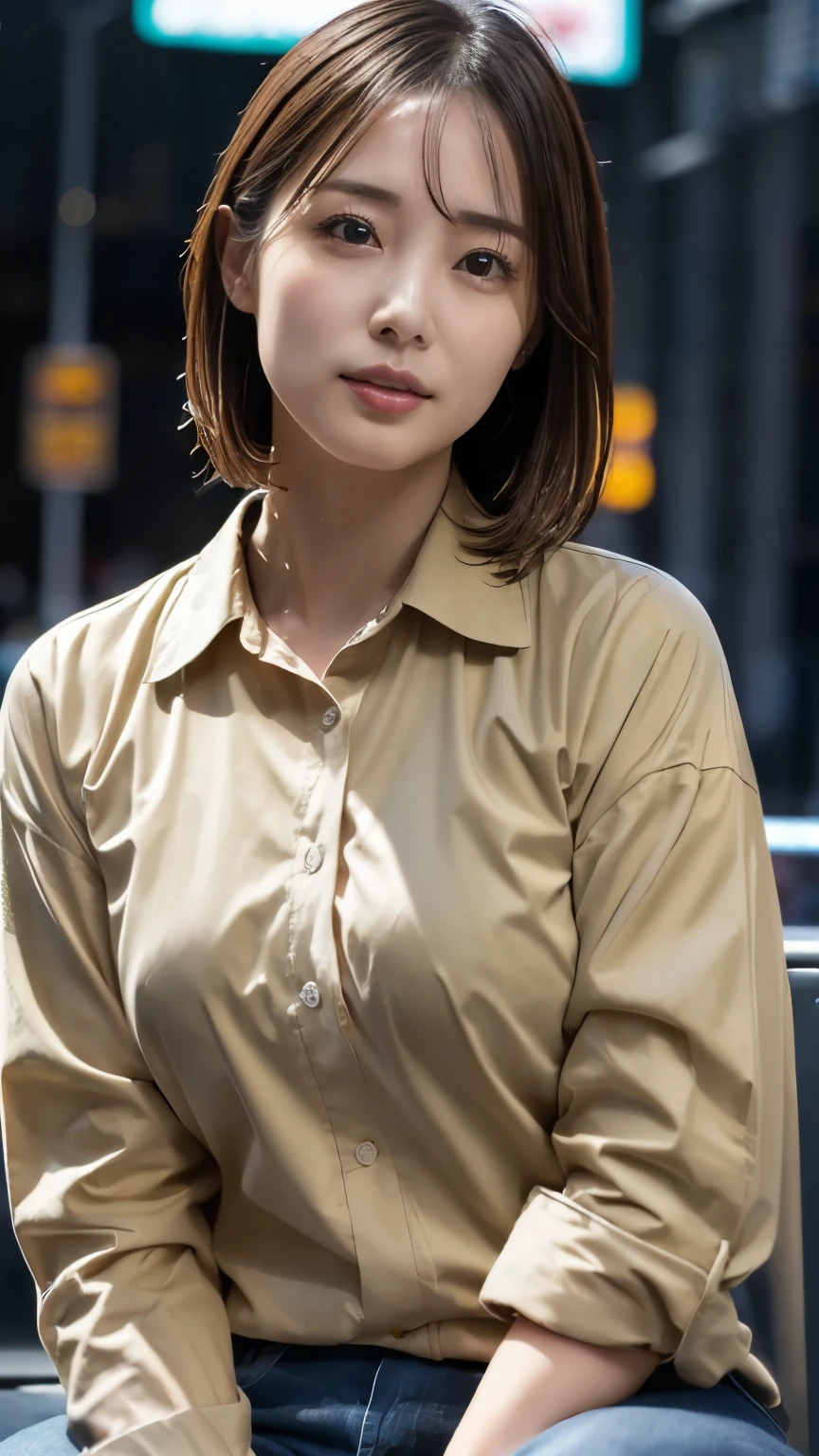 (8k, highest quality, masterpiece: 1.2), (Realistic, Realistic: 1.2), cute, alone, Beautifully defined sky, (((Taxi driver))), Wet, Audience, (sit: 1.5), (((eye、mouth、No nose))),,