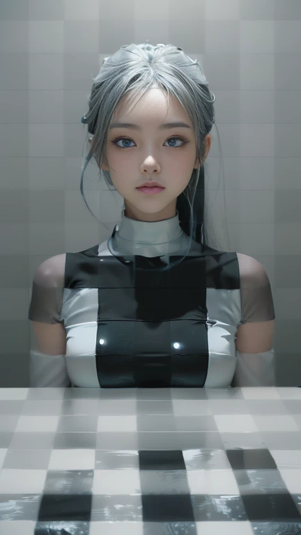 (Anime Art:1.8), (Gear Art:1.7),(Official Art, beautiful and aesthetic, Super detailed, beautiful, masterpiece, highest quality:1.6), (One girl:1.2), Detailed face, Fine grain, Detailed Hair, Young fingers, Detailed fingers, Five Fingers, break cute ig model, Cute Japanese Model, 22 years old, Tone the whole body, Medium chest, Small Head, Small face, Small Mouth, Diamond Face, Small Nose, Sharp face line, (Droopy eyes, double eyelid, blue eyes, Shiny eyes, Shining Eyes:1.2), Shiny skin, Shiny Hair, (Gray Hair:1.2),
_
break (Happy, smile, teeth, Glossy Lips:1.2),beautiful teeth, (Upper Body:1.5), Sitting, from the front,
_
(Dark city gym:1.2), (Minimalistic black and white gym interior:1.3), (High-end training equipment:1.2), _ break
(Confident pose:1.2), (Engage in exercise:1.2), (Captures active energy:1.2), _ break
(Medium Shot:1.2), (Show off the whole outfit:1.2), (Highlighting intricate details:1.2), _ break
(A sleek black and white workout ensemble:1.2), (Form-fitting top with stylish cutouts:1.2), (High waist leggings with delicate patterns:1.2), (Stylish yet functional:1.2), (Matching sneakers:1.2),