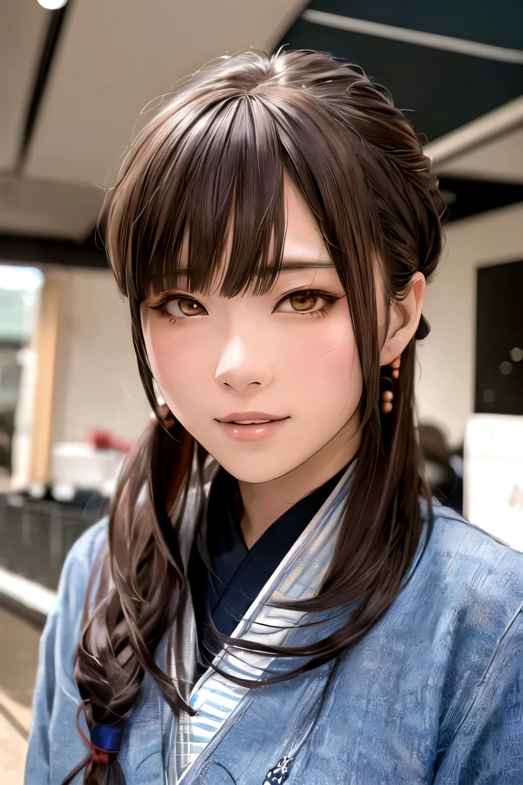 Alafed asian woman with long hair and blue jacket, Yoshitomo Nara, Girl cute beautiful face, Beautiful Japanese girl face, Real life anime girls, sakimi chan, Chiho, Cute natural anime face, Another close-up of Iwakura, Neat hairstyle with bangs, shikamimi, Japanese Model