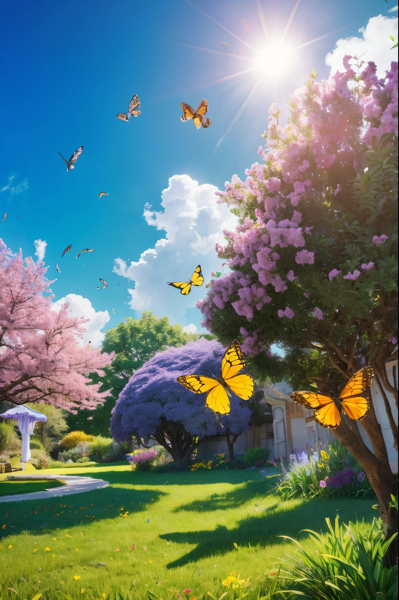 masterpiece, 最high quality, high quality, Very detailed cg unity 8k wallpaper, With vibrant colors and a bright night sky、an extremely colorful and pure fantasy environment, Star-filled sky, Bright green grass landscape, colorful trees々, Shining Fruit, Bright and shiny blue flower. The stream is a deep black color, The air is filled with sweet exotic scents. The environment looks like something out of a dream, Glowing butterflies and giant colorful birds fly around, Award-winning photography, Bokeh, Depth of written boundary, High resolution, bloom, chromatic aberration ,Realistic,Very detailed, Trending on Artstation, Trending on CGSociety, Complex, Attention to detail, dramatic, art:Mid Journey