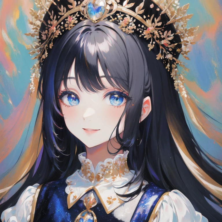 Gray Hair, Bright Blue Eyes, Woman in white dress, smile, Detailed face, high quality, Royalty, Royal princess, Elegant and pure