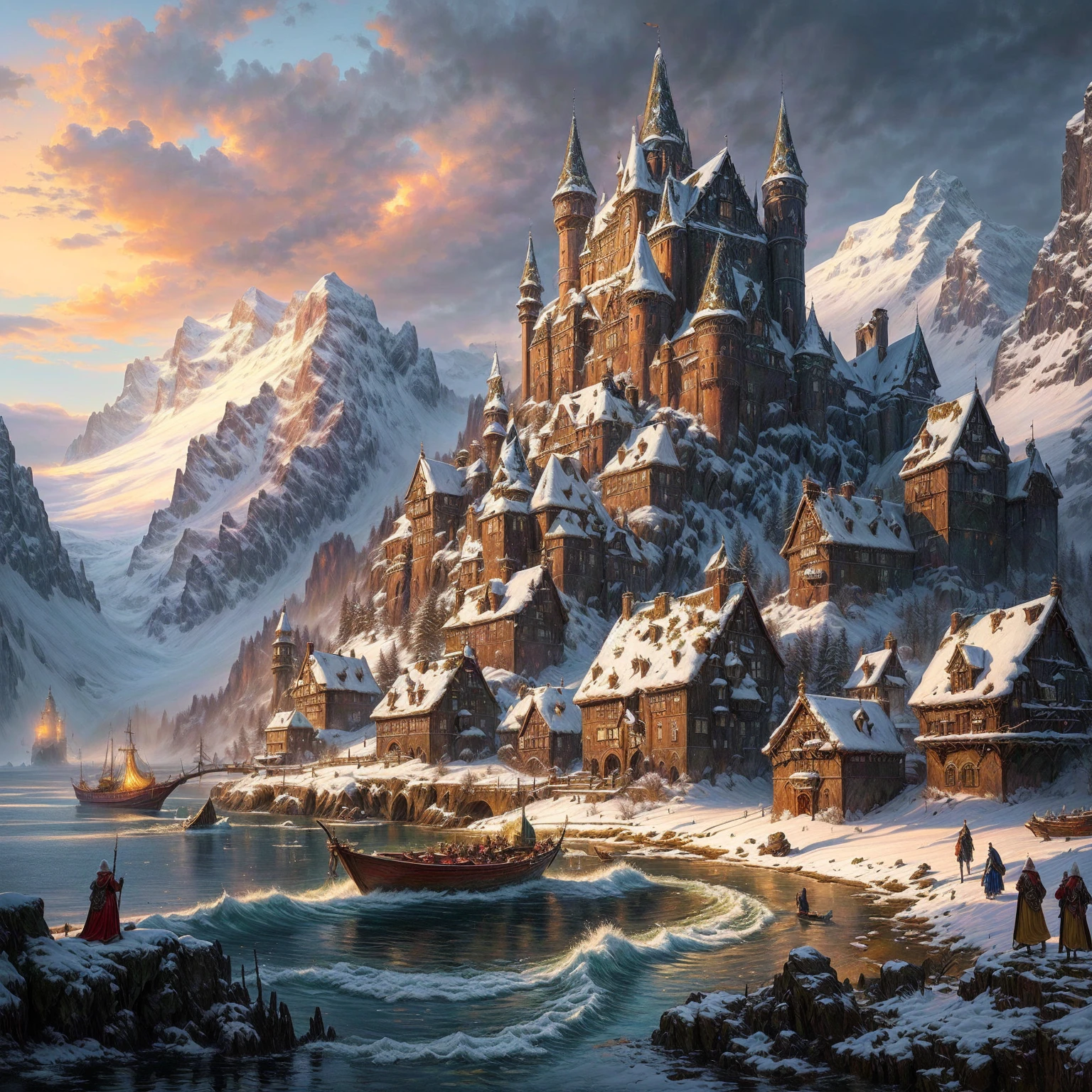 a painting of a cave with a waterfall and a bridge, highly detailed fantasy art, detailed fantasy digital art, beautiful fantasy cave scene, Fantasy art realistic painting, detailed fantasy art, fantasy art landscape, impressive fantasy landscape, breathtaking fantasy art, Wide Angle Fantasy Art, detailed matte fantasy painting, symmetrical epic fantasy art, Fantasy Painting HD, beautiful fantasy painting