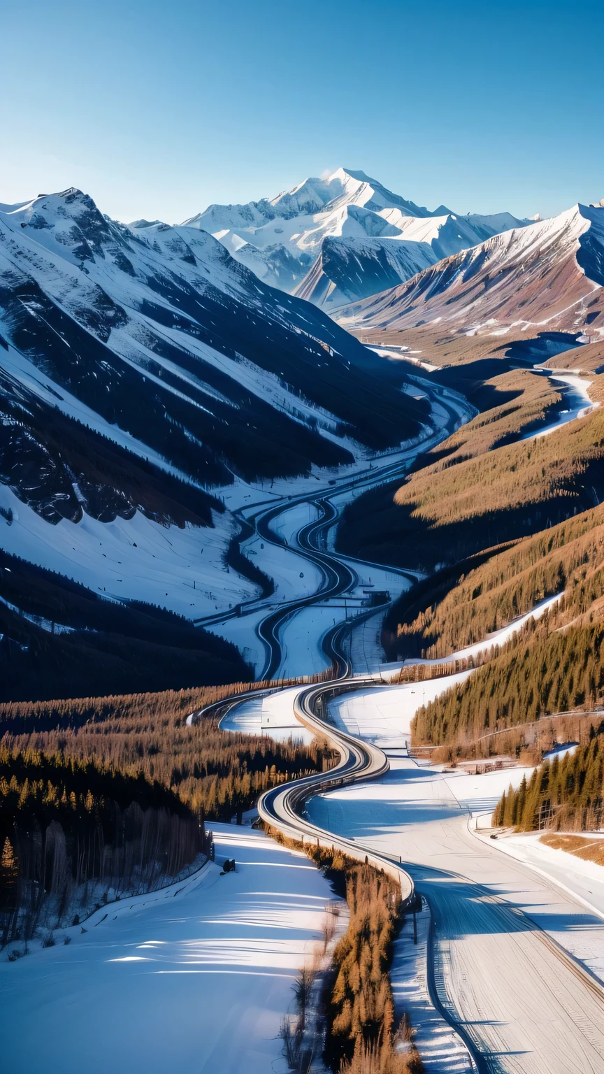 Changbai Mountain，ice，highway，Beautiful view。