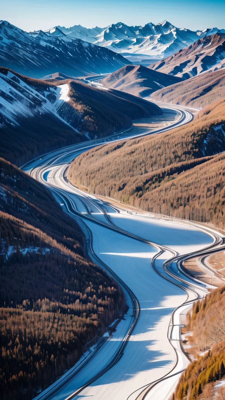 Changbai Mountain，ice，highway，Beautiful view。