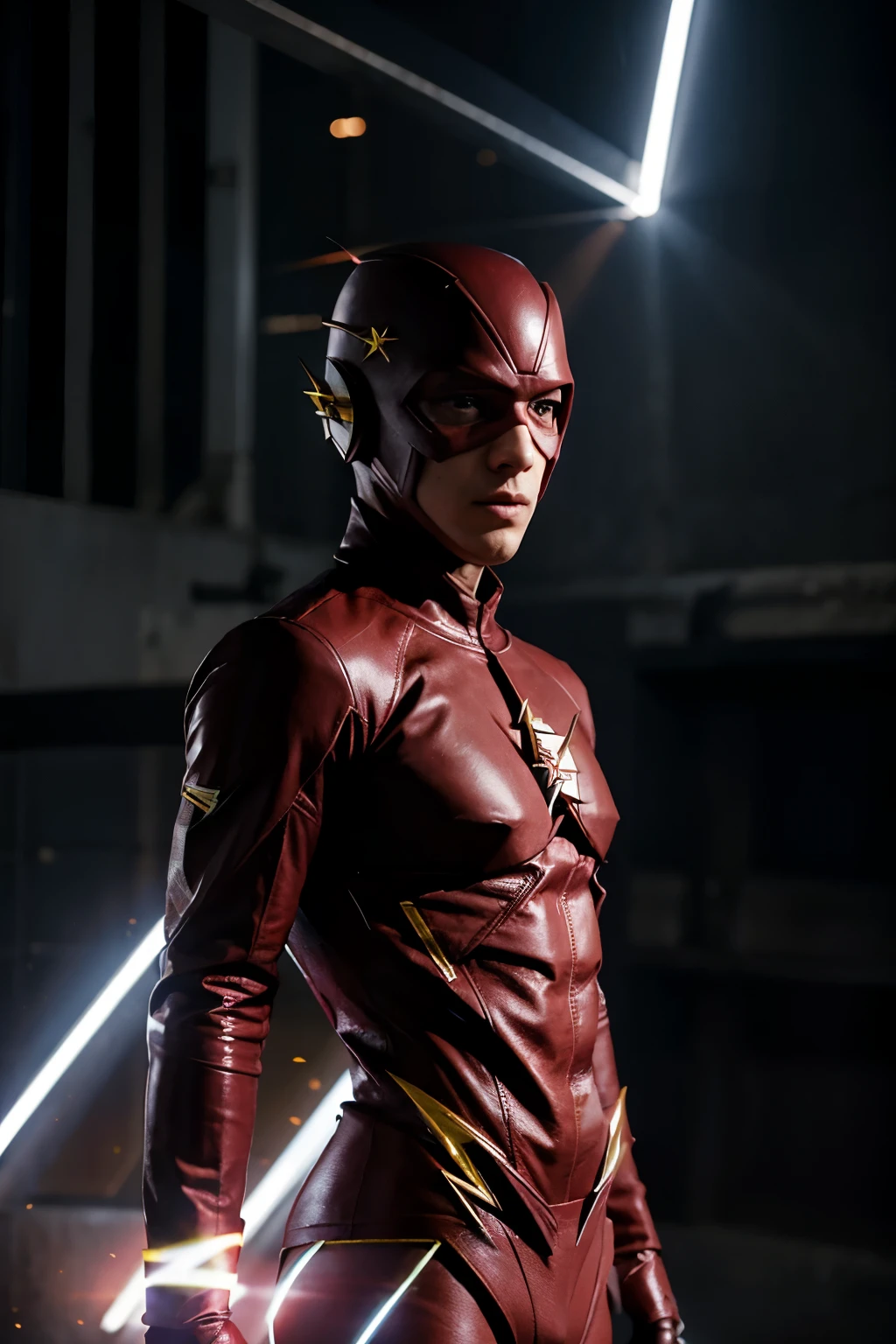 Personaje hiperrealista de flash con traje similar de aironman