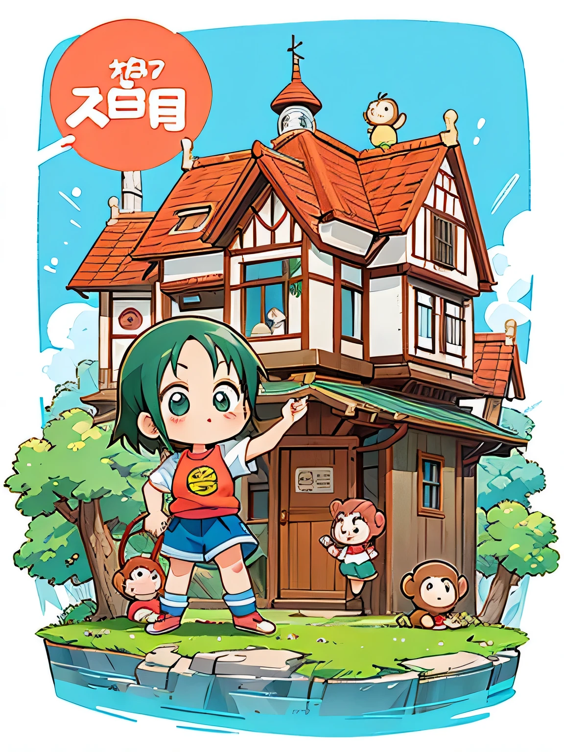 Akira Toriyama Style, Kawaii Design, most beautiful girl ever、Chibi, monkey, The house of the future、Mars