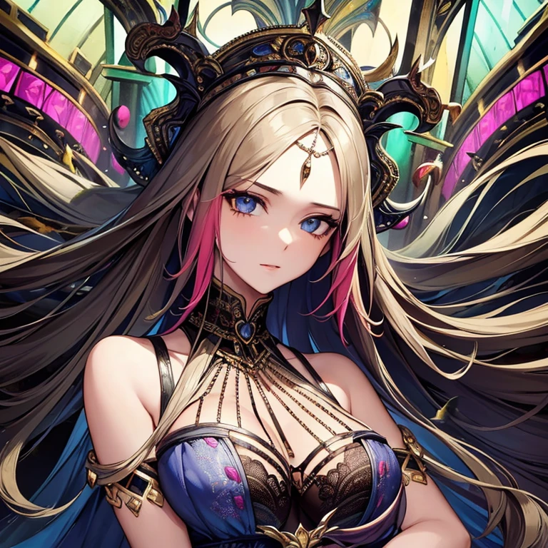tmasterpiece，best qualtiy，ultra - detailed，illustratio，sportrait，1girll，realisticlying，White hair，banya，red eyes，with light glowing，Bare upper body，glowing light eyes，Magic Array，light particules，llight rays，the wallpaper，The demons，paleskin，Succubus