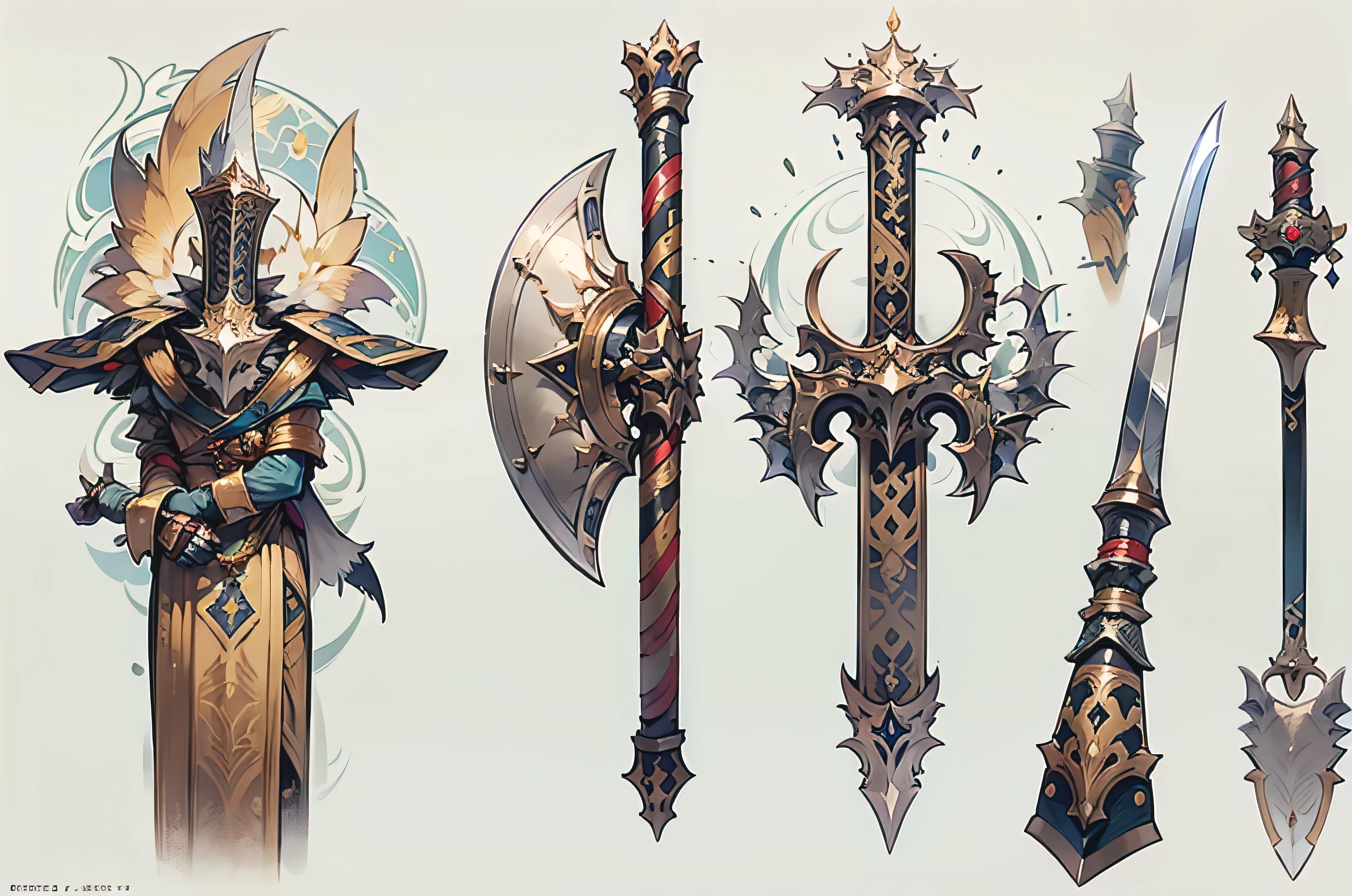 (((best quality))), (((masterpiece))), Weapons to be included in the Weapon Encyclopedia, fantasy RPG game ax, ax with a large blade, white background