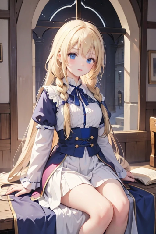masterpiece, highest quality, High resolution, One 13-year-old girl、blue eyes、
Blonde、Braid、Medieval France、Jeanne d'Arc、Training Course、Wearing knight's armor、rapier in right hand、Shield in left hand