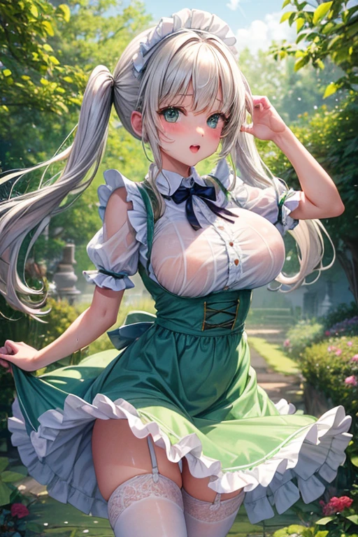 nsfw,remove wet seethrough white Color micro Cheer cute girls,big breast, jump up. spread leg,1 girl, Solo, , , , Cute Girl,Best Quality, Ultra-detailed, 8K, High resolution, Alice in Wonderland, Twin tail, light green dress, frilled dress, white apron, frilled apron, garden, tea time,
information