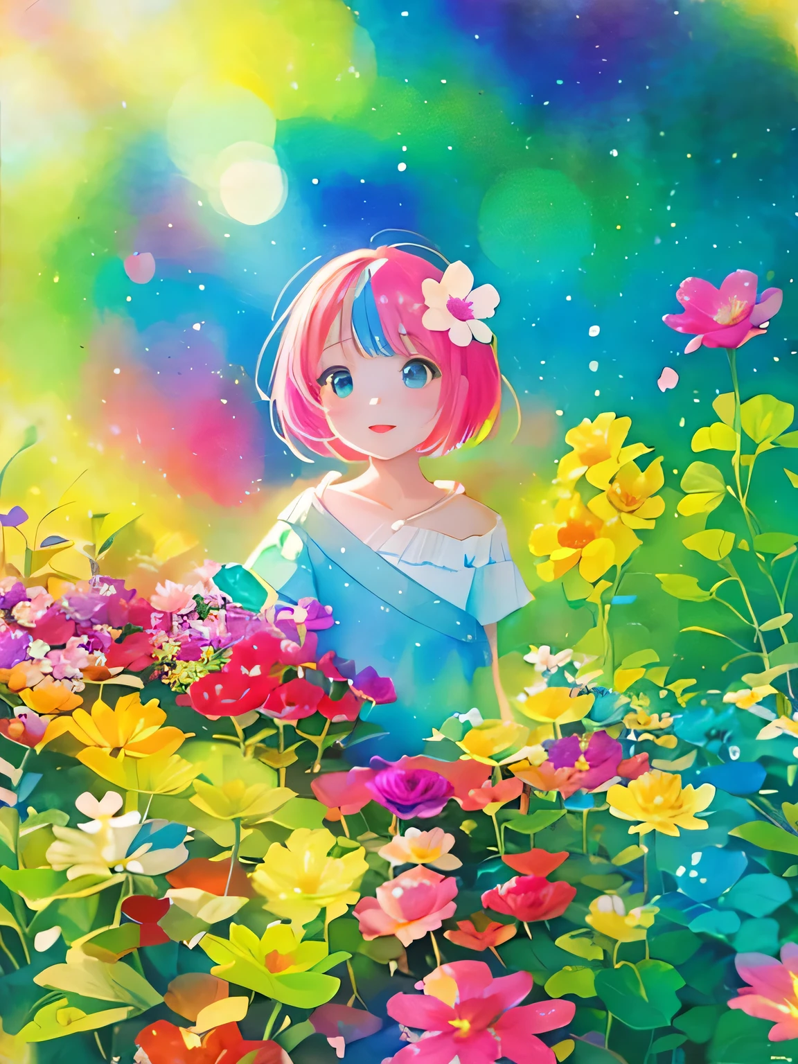 Momoko Sakura style、8K Quality、Intense watercolor, Detailed watercolor art, Watercolor splash, Surreal, avant-garde pop art, Beautiful and expressive paintings, Beautiful artwork illustration, Very colorful tones, wonderful, Cool beauty, highest quality、Official Art, Vector art, Stylish design, (((The most beautiful girl))), (((highest quality))), HDR, ((detailed)), (((Doodle Art)), ((masterpiece)), ((Super detailed)), (((Colorful flowers))),(((Stylish))),