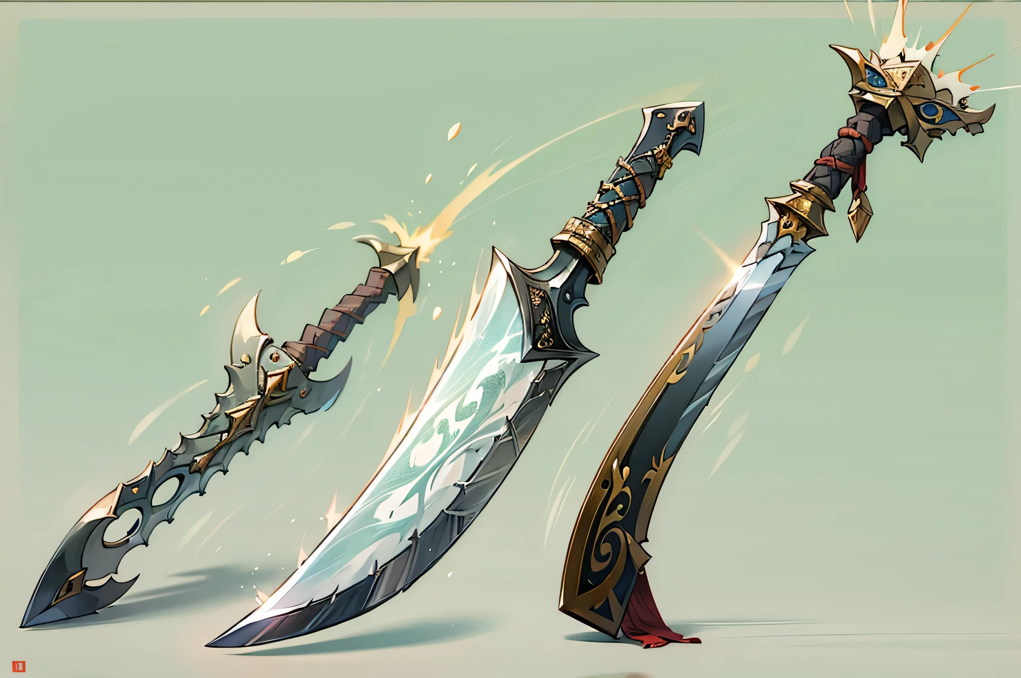(((best quality))), (((masterpiece))), Weapons to be included in the Weapon Encyclopedia, fantasy RPG game ax, ax with a large blade, white background
